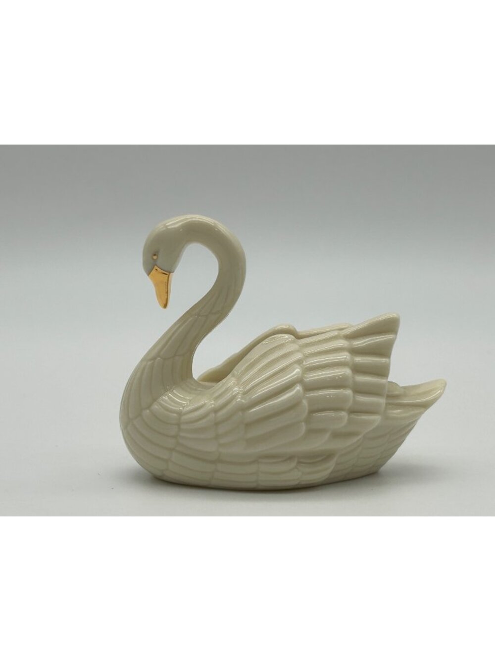 Lenox Porcelain Miniature Swan Place Card Holder Wedding Cake Topper Ivory Gold